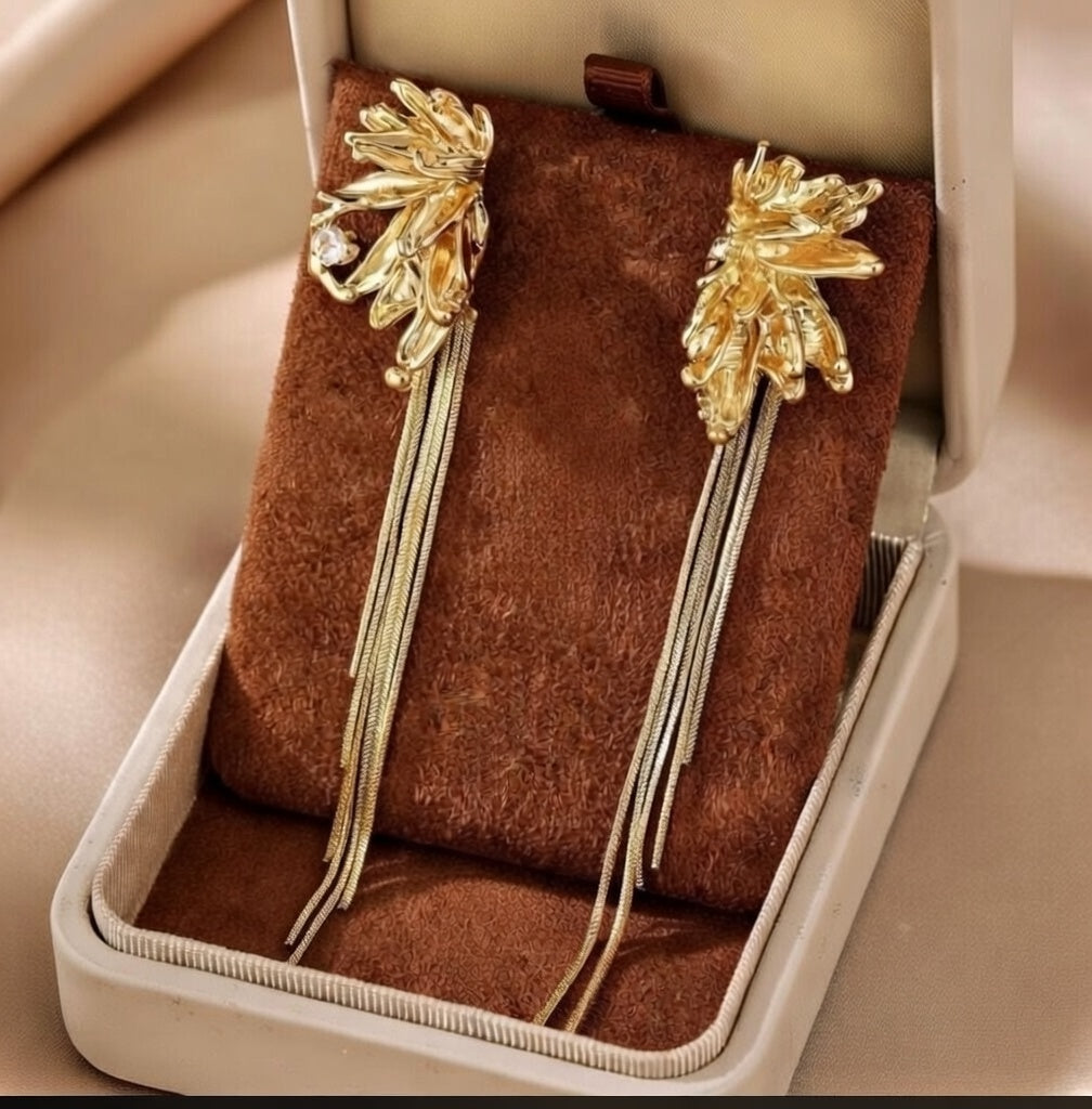 ✨ Złote kolczyki wiszące „Kwiat Lotosu” ✨