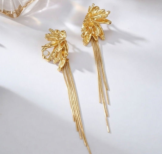 ✨ Złote kolczyki wiszące „Kwiat Lotosu” ✨