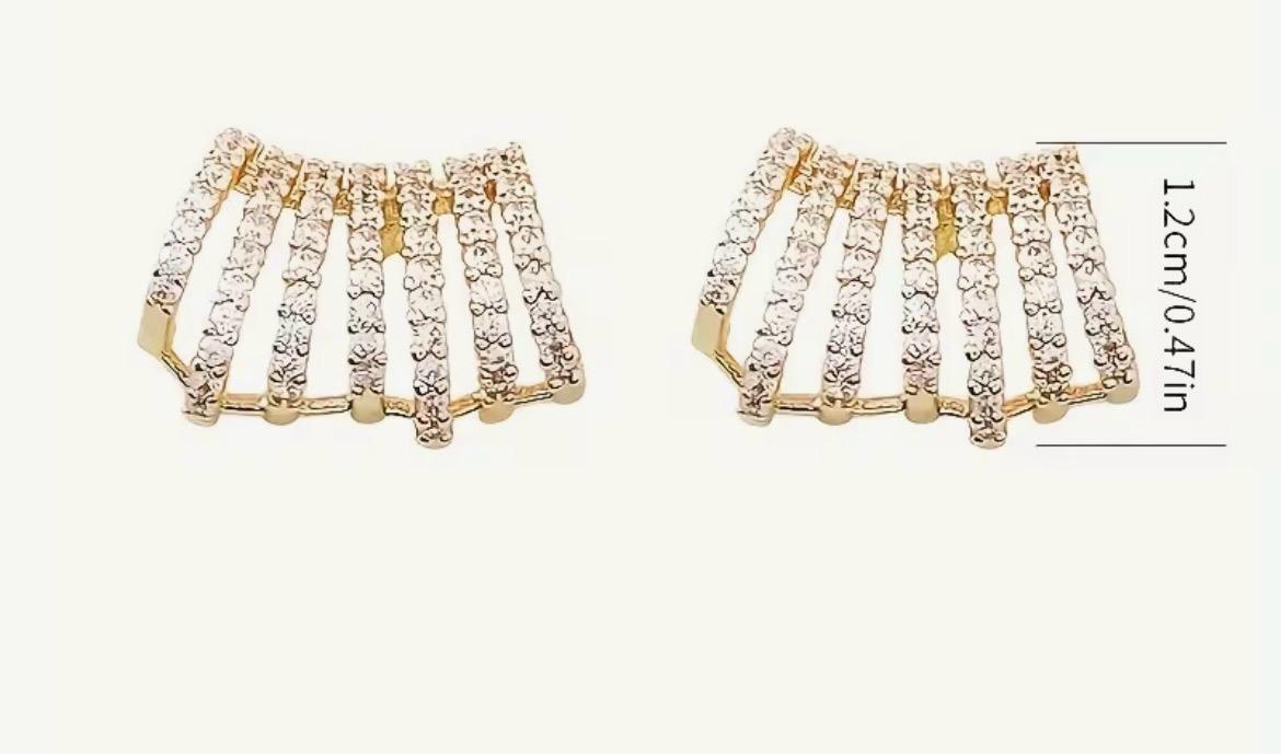 ✨ Kolczyki sztyftowe – złote frędzle z kryształkami ✨