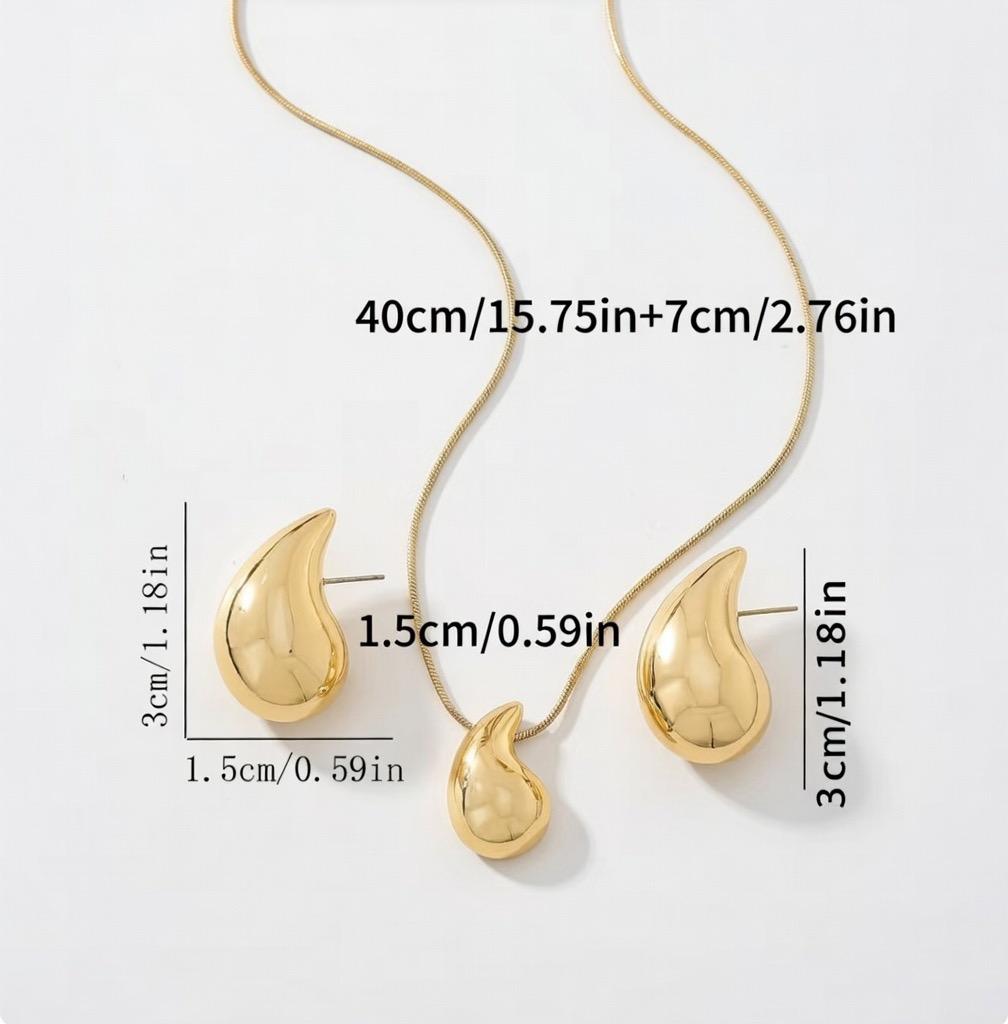 💧 Komplet Kropla / Łezka – naszyjnik i kolczyki • płynna elegancja