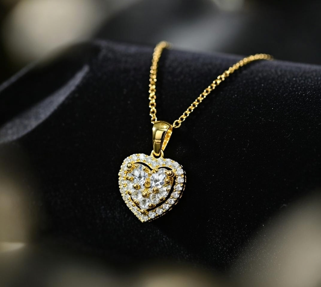 Luksusowy naszyjnik serce – cyrkonie, stal chirurgiczna