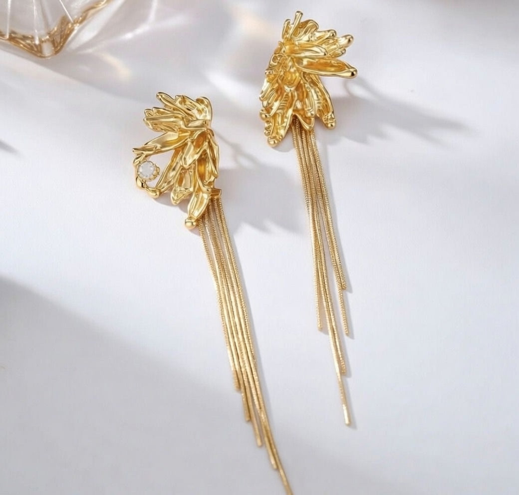 ✨ Złote kolczyki wiszące „Kwiat Lotosu” ✨