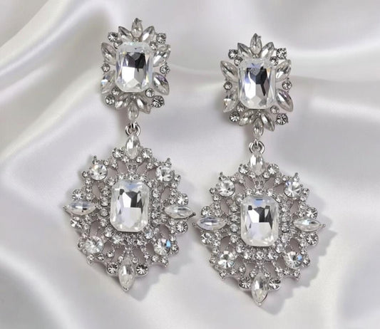 ✨ Ślubne kolczyki chandelier – kryształowy blask ✨