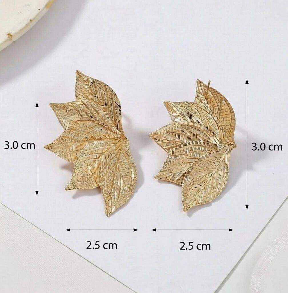 🍂 Kolczyki statement – duże teksturowane liście • efektowny design