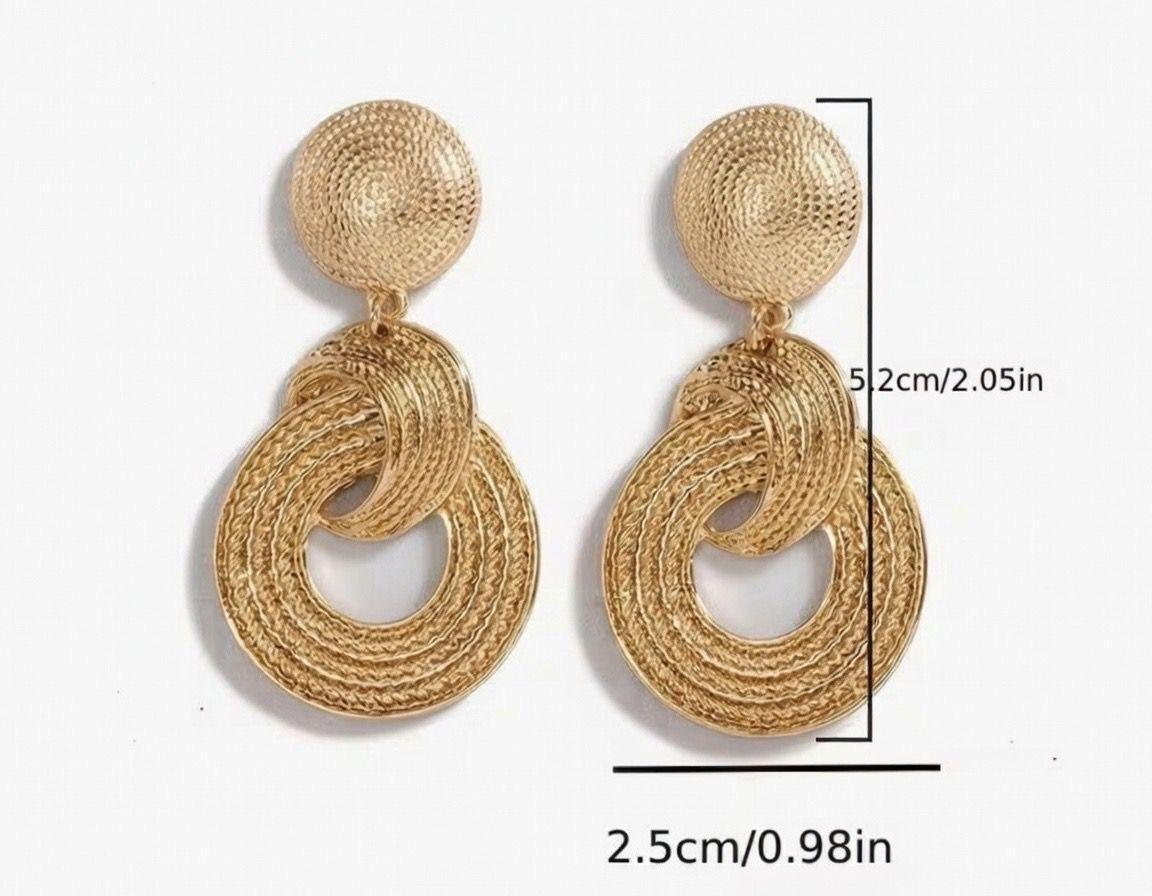 ✨ Złote kolczyki wiszące – podwójne sploty boho glamour ✨