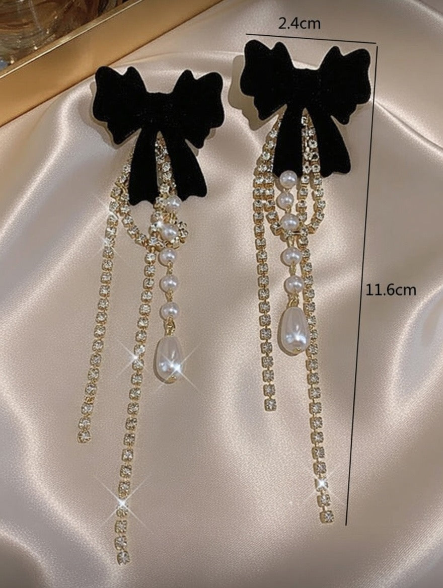 Kokardki z perłowym deszczem – aksamitna elegancja 🎀🖤