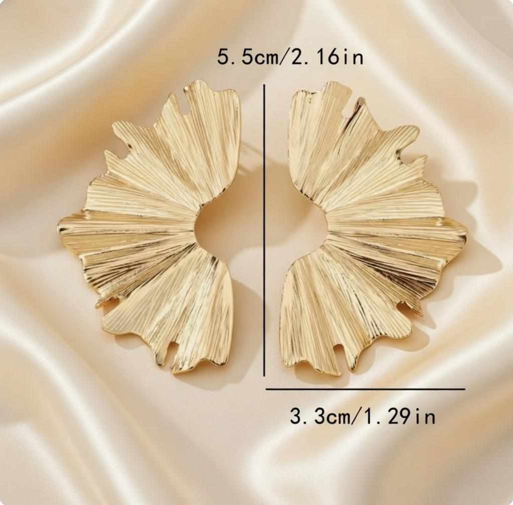 Złote kolczyki statement Ginkgo Fan – duże kolczyki wachlarz ✨🍃