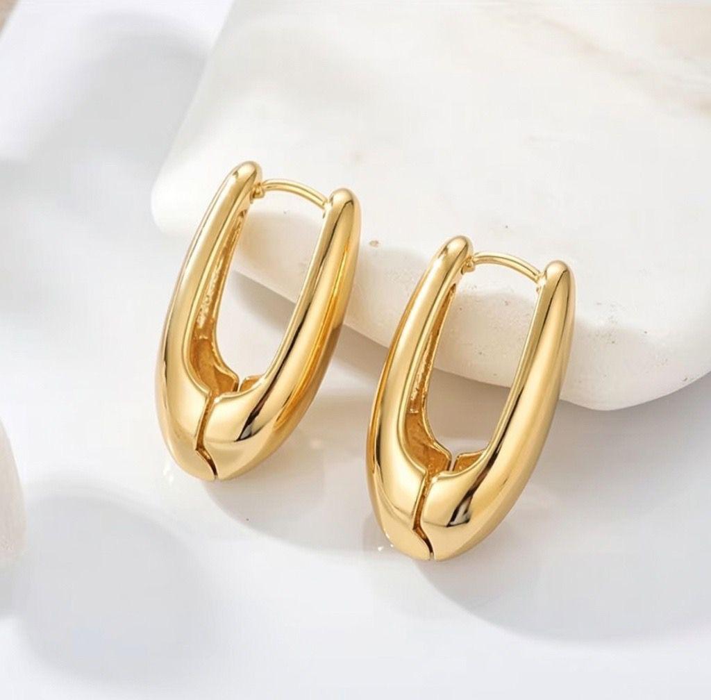 ✨ Złote kolczyki krople łezki 3D – oversize huggies ✨