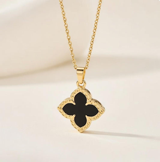 🍀 Koniczynka szczęścia – czarny onyks • naszyjnik  ✨