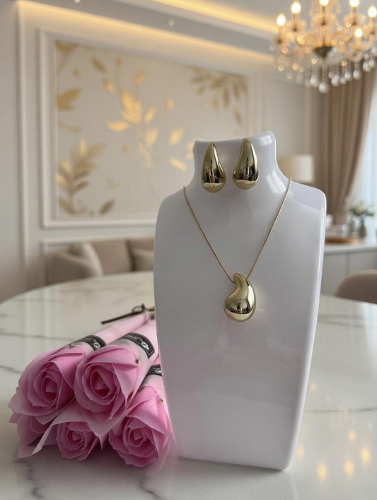 💧 Komplet Kropla / Łezka – naszyjnik i kolczyki • płynna elegancja