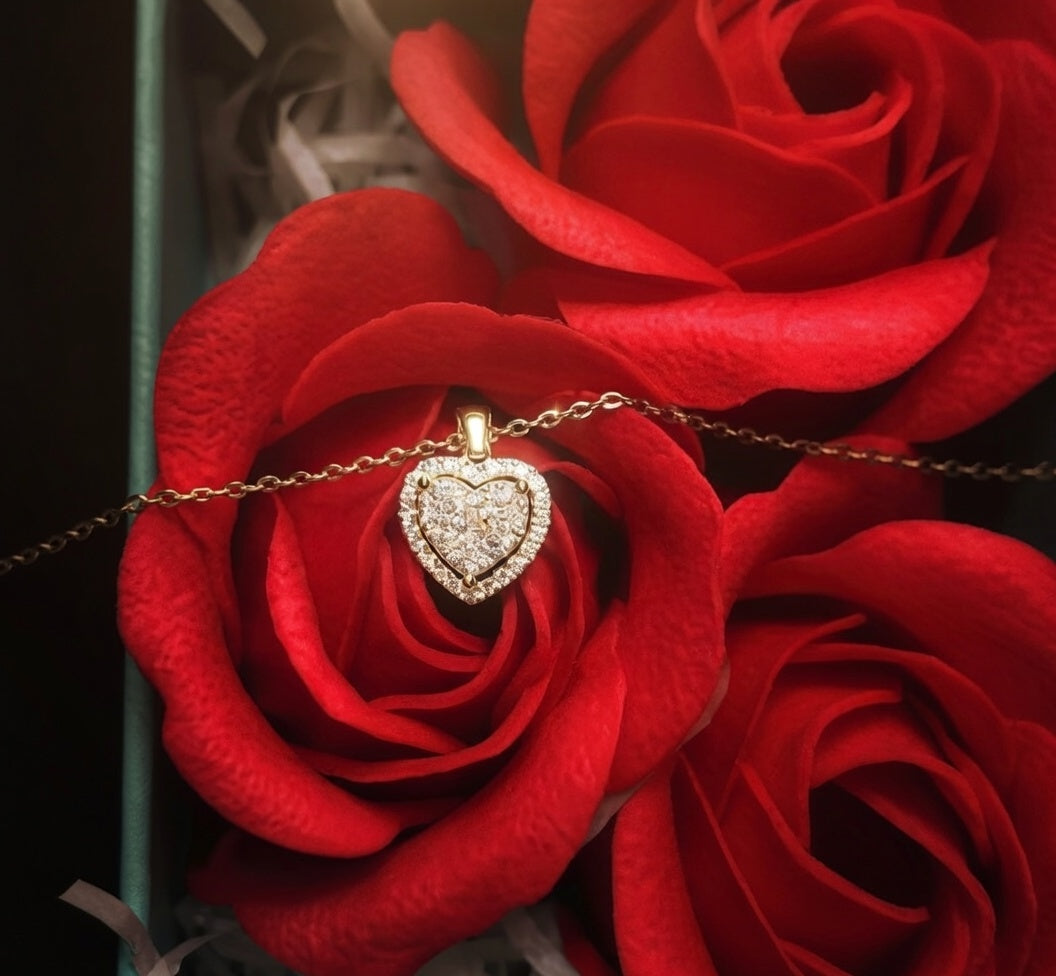 Luksusowy naszyjnik serce – cyrkonie, stal chirurgiczna