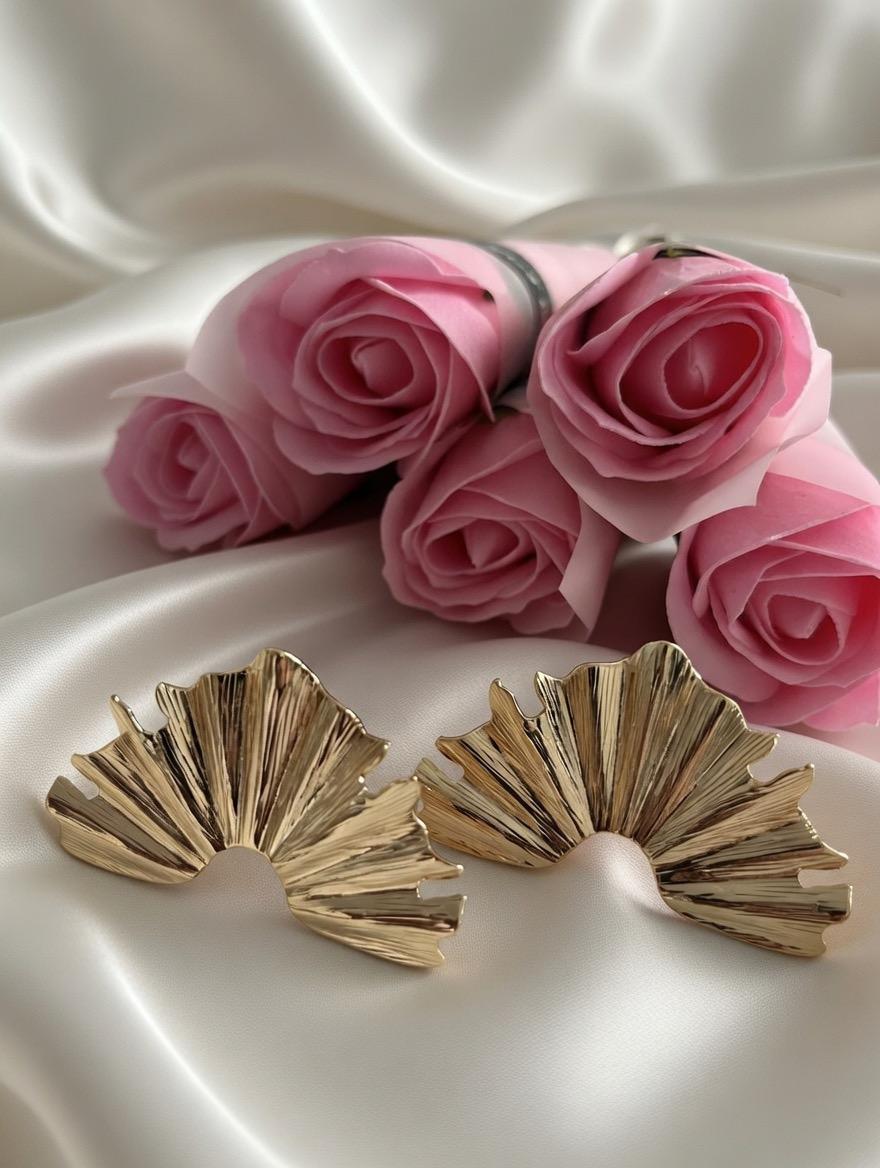 Złote kolczyki statement Ginkgo Fan – duże kolczyki wachlarz ✨🍃